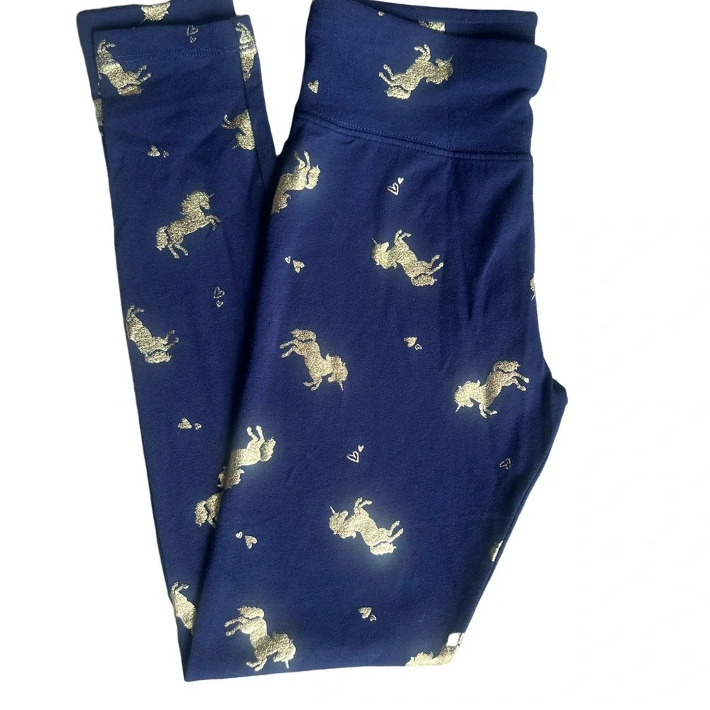 Justice Navy & Gold Unicorn Leggings /Cat & Jack unicorn sequins t-shirt bundle